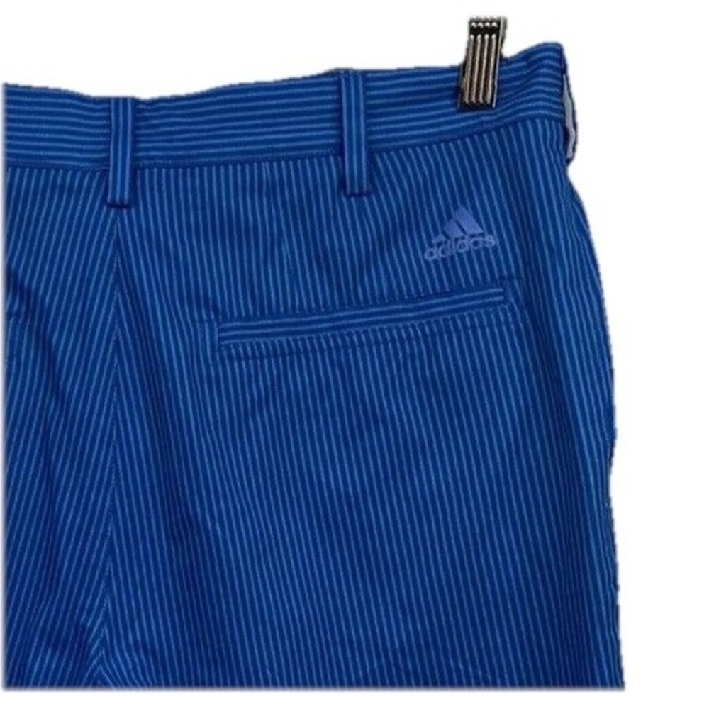 Adidas Golf Shorts Mens 32-Blue Striped-Flat Front-Casual-Lightweight-Beach-Logo